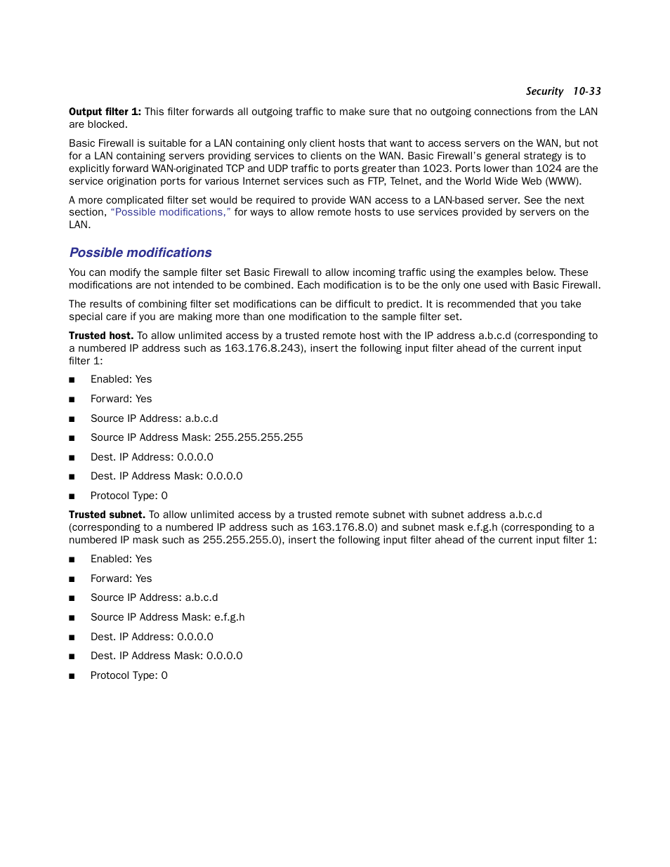 Possible modifications, Possible modiﬁcations | Netopia Firmware 4000-Series User Manual | Page 257 / 314