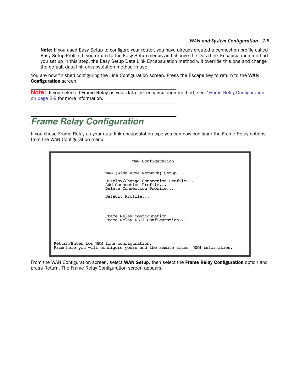 Frame relay configuration, Frame relay configuration -9, Frame relay conﬁguration | Netopia Firmware 4000-Series User Manual | Page 27 / 314