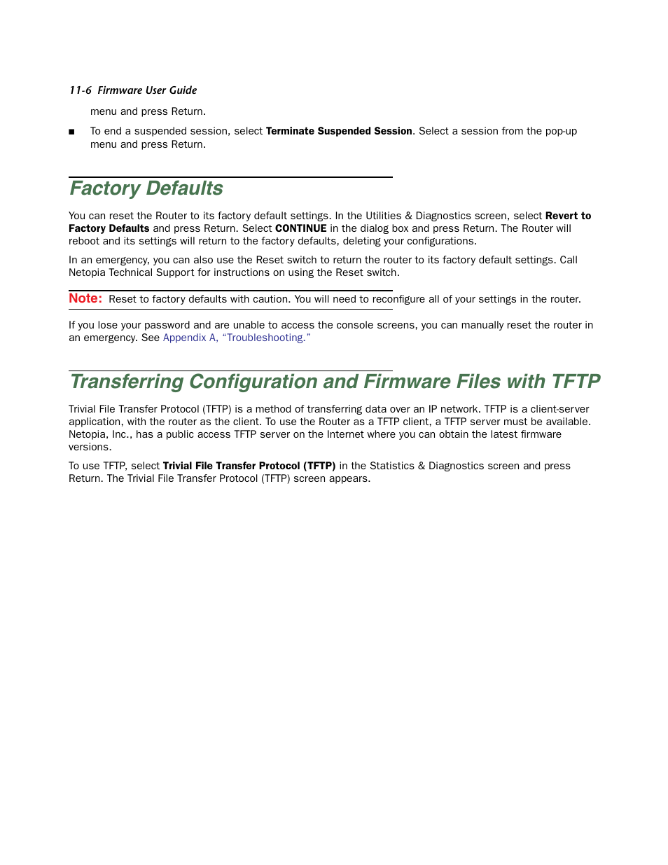 Factory defaults, Factor y defaults -6 | Netopia Firmware 4000-Series User Manual | Page 280 / 314
