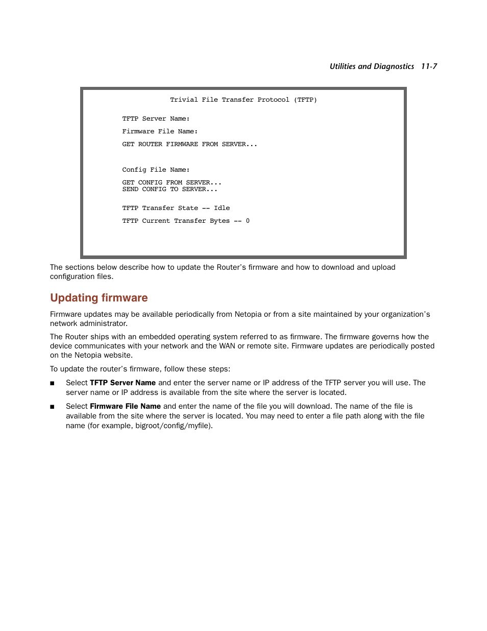 Updating firmware, Updating firmware -7, Updating ﬁrmware | Netopia Firmware 4000-Series User Manual | Page 281 / 314