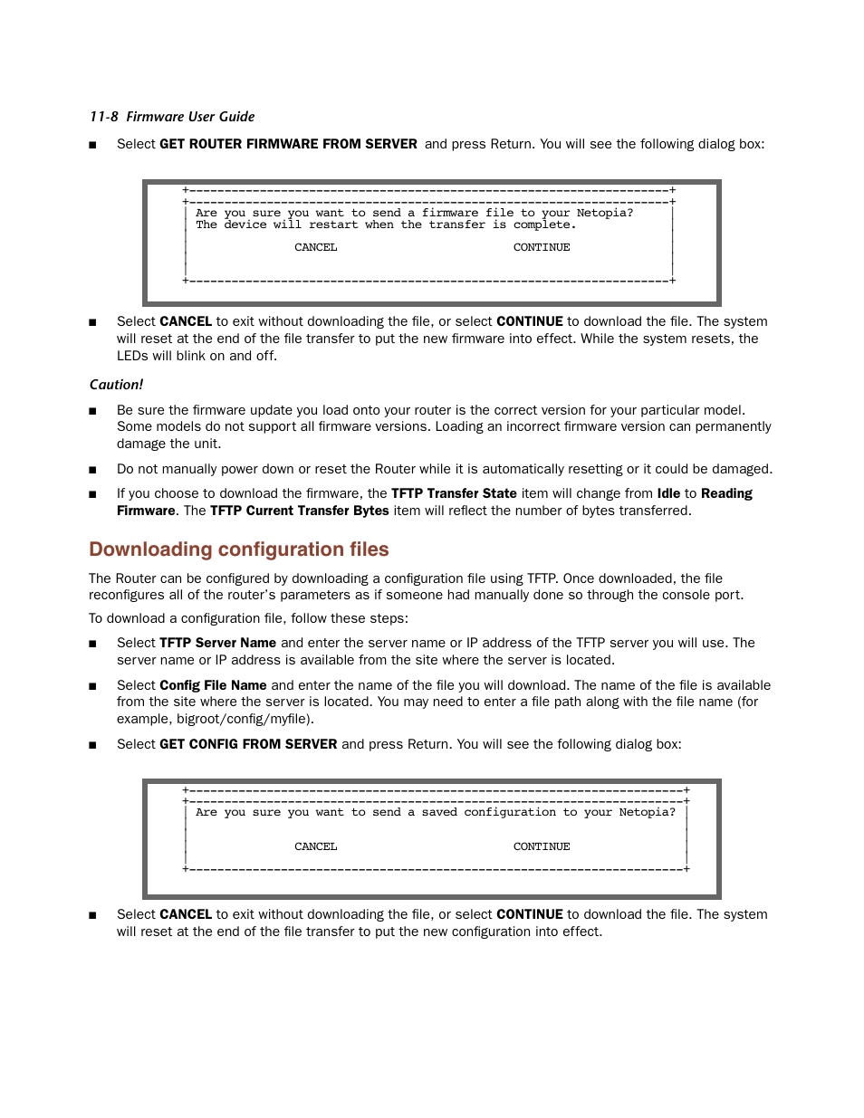 Downloading configuration files, Downloading configuration files -8, Downloading conﬁguration ﬁles | Netopia Firmware 4000-Series User Manual | Page 282 / 314