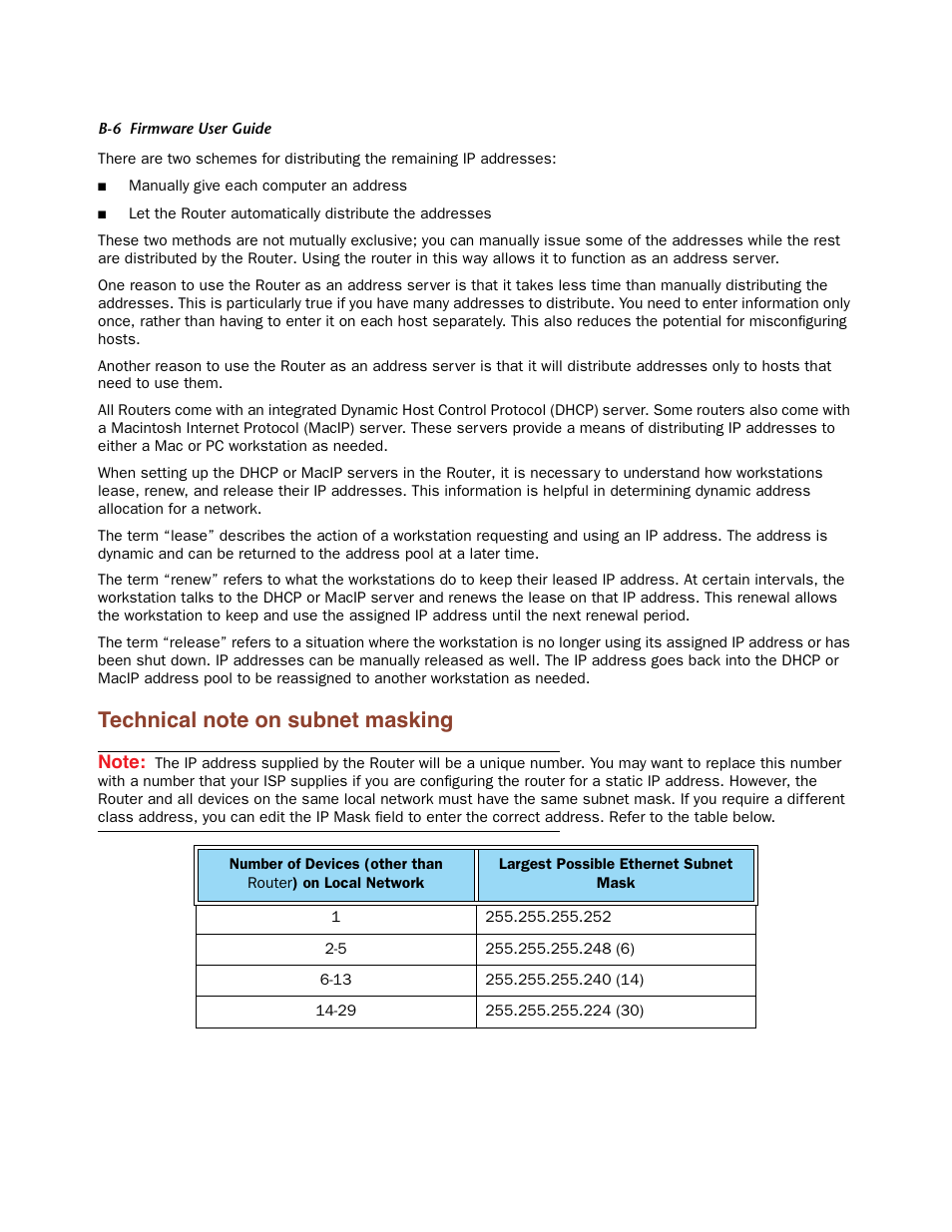 Technical note on subnet masking | Netopia Firmware 4000-Series User Manual | Page 298 / 314