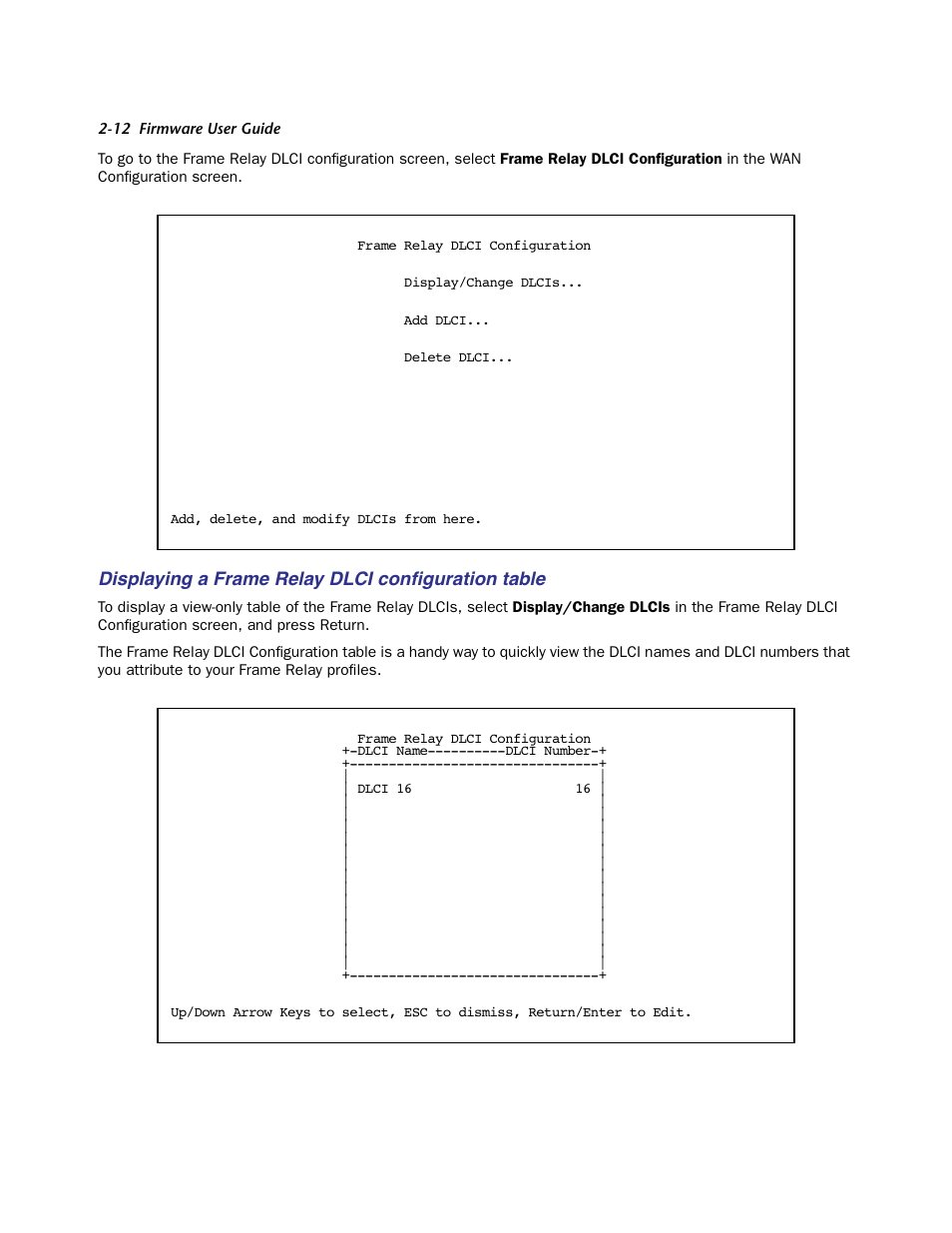Displaying a frame relay dlci configuration table, Displaying a frame relay dlci conﬁguration table | Netopia Firmware 4000-Series User Manual | Page 30 / 314