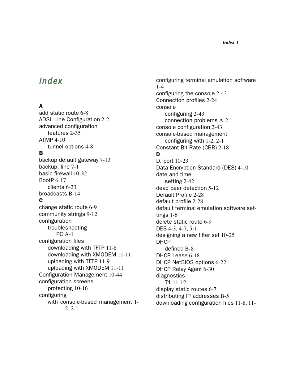 Index | Netopia Firmware 4000-Series User Manual | Page 309 / 314