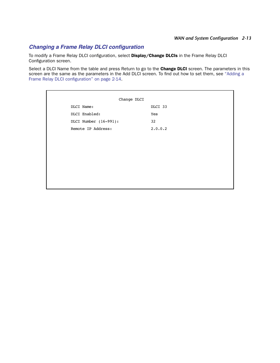 Changing a frame relay dlci configuration, Changing a frame relay dlci conﬁguration | Netopia Firmware 4000-Series User Manual | Page 31 / 314