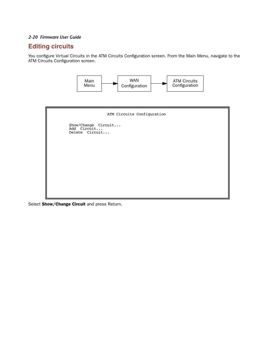 Editing circuits, Editing circuits -20 | Netopia Firmware 4000-Series User Manual | Page 38 / 314