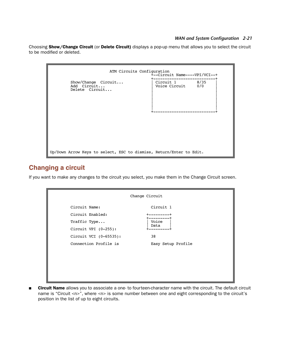Changing a circuit, Changing a circuit -21 | Netopia Firmware 4000-Series User Manual | Page 39 / 314