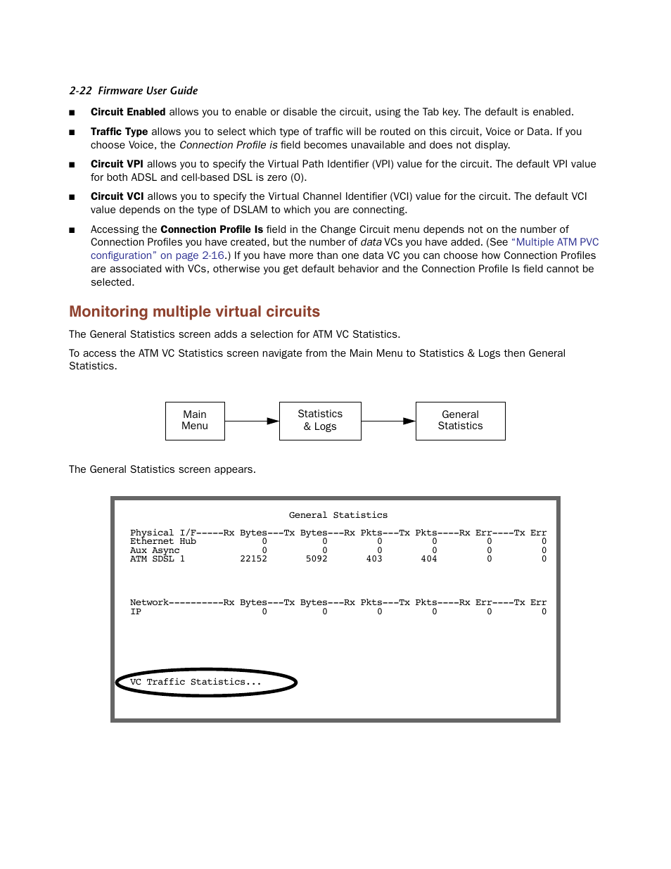 Monitoring multiple virtual circuits, Monitoring multiple vir tual circuits -22 | Netopia Firmware 4000-Series User Manual | Page 40 / 314