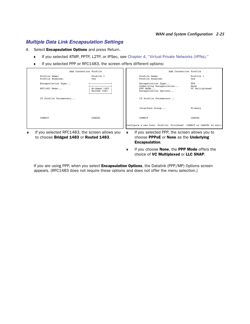 Multiple data link encapsulation settings | Netopia Firmware 4000-Series User Manual | Page 43 / 314
