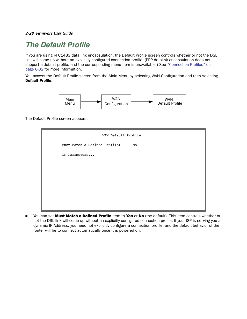The default profile, The default profile -28, The default proﬁle | Netopia Firmware 4000-Series User Manual | Page 46 / 314