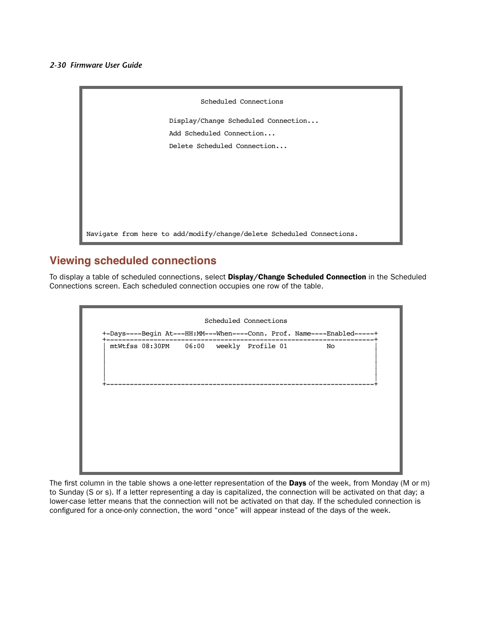 Viewing scheduled connections, Viewing scheduled connections -30 | Netopia Firmware 4000-Series User Manual | Page 48 / 314