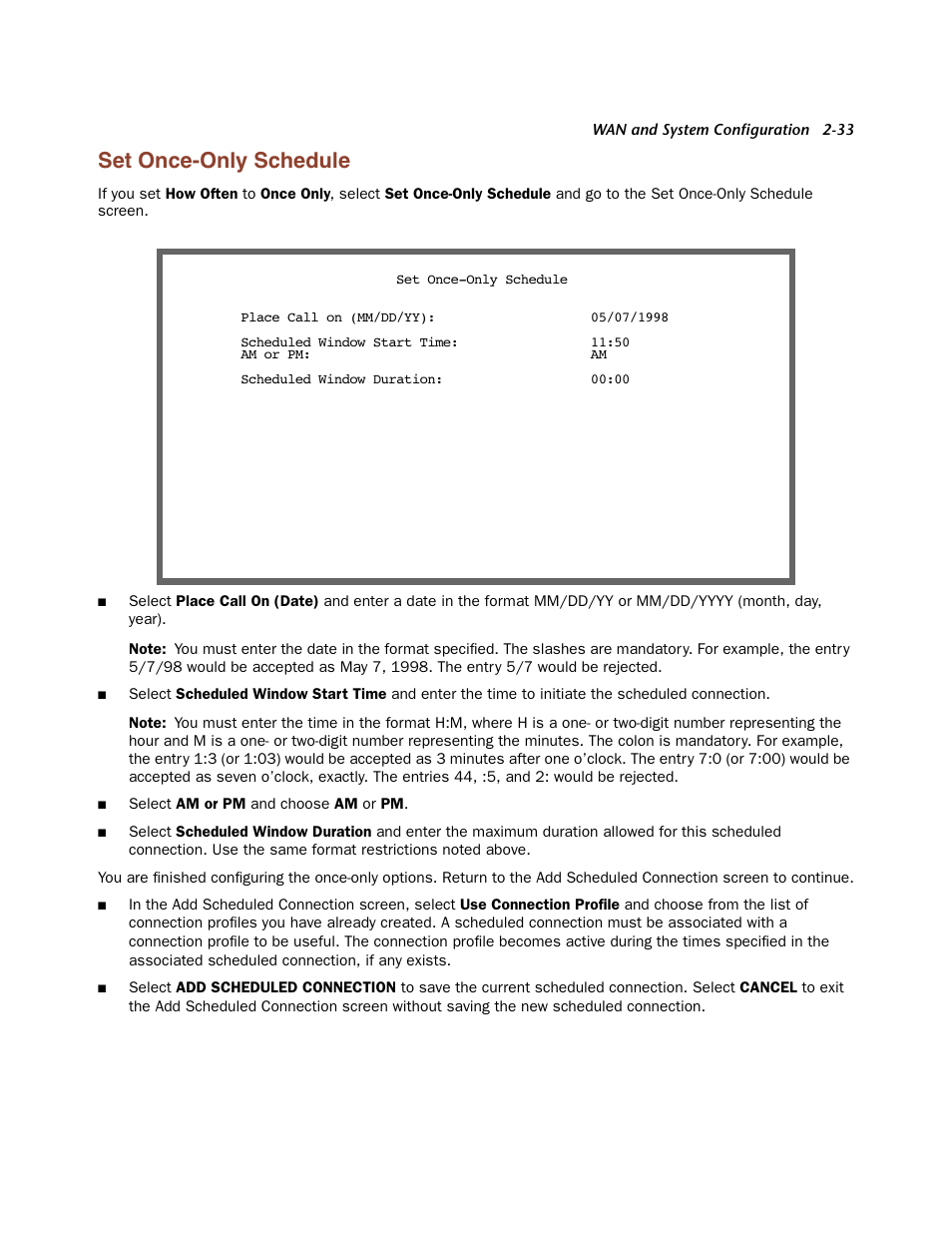 Set once-only schedule, Set once-only schedule -33 | Netopia Firmware 4000-Series User Manual | Page 51 / 314