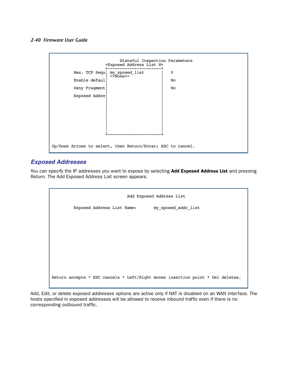 Exposed addresses | Netopia Firmware 4000-Series User Manual | Page 58 / 314