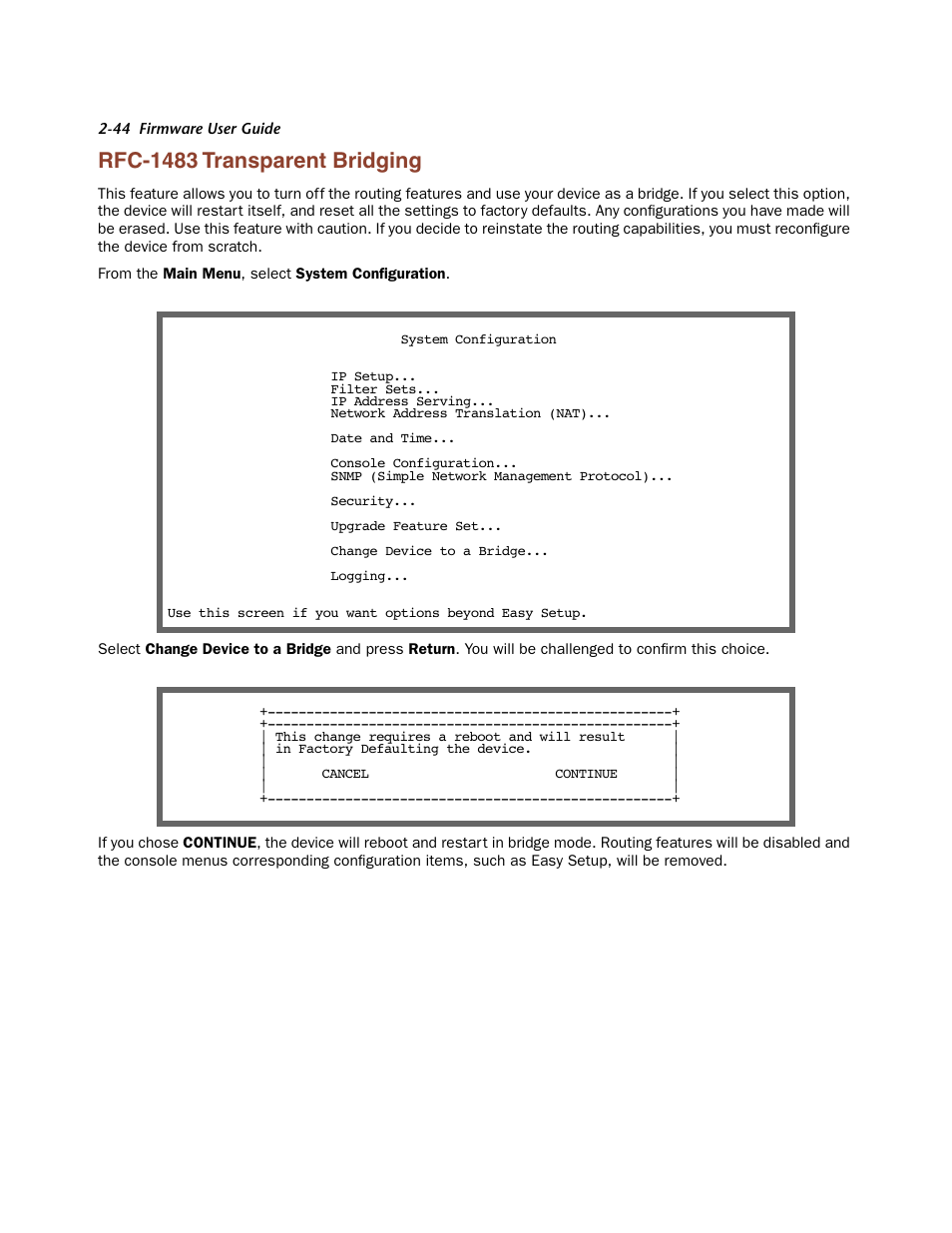 Rfc-1483 transparent bridging, Rfc-1483 transparent bridging -44 | Netopia Firmware 4000-Series User Manual | Page 62 / 314