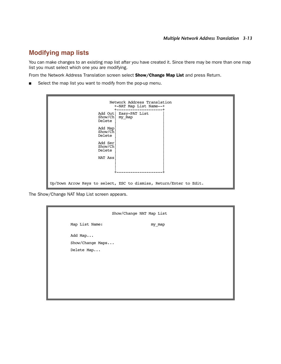 Modifying map lists, Modifying map lists -13 | Netopia Firmware 4000-Series User Manual | Page 79 / 314