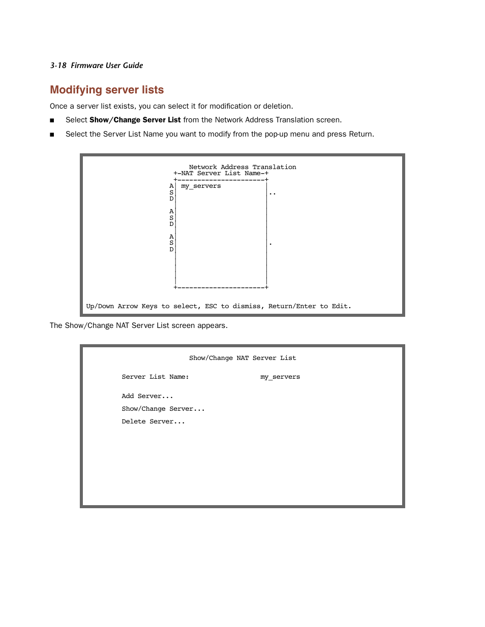 Modifying server lists, Modifying ser ver lists -18 | Netopia Firmware 4000-Series User Manual | Page 84 / 314