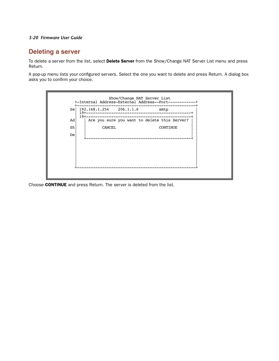 Deleting a server, Deleting a ser ver -20 | Netopia Firmware 4000-Series User Manual | Page 86 / 314