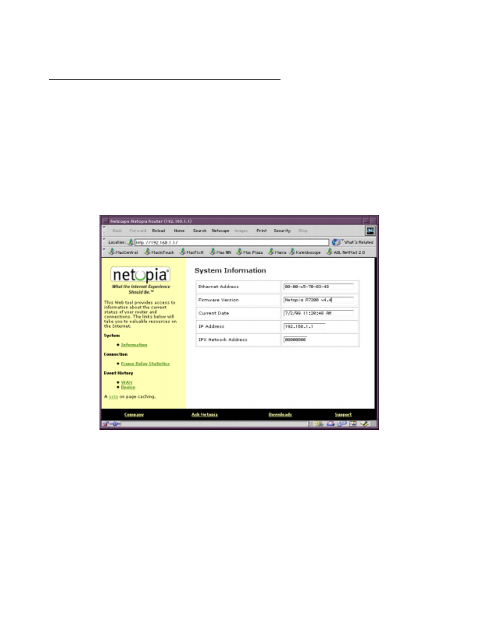 Web-based management pages, System information page | Netopia R7200 User Manual | Page 146 / 258