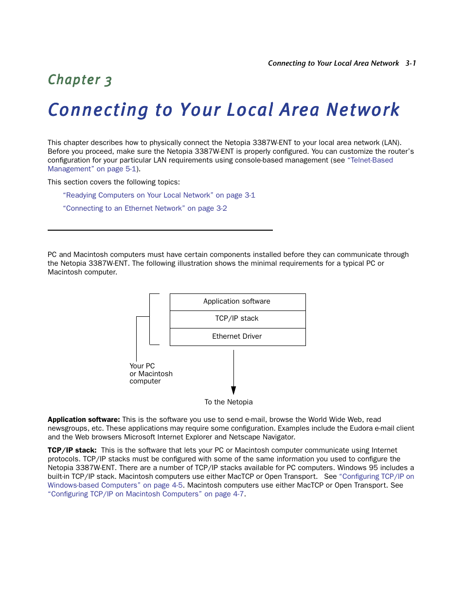 Connecting to your local area network, Readying computers on your local network, Readying computers on your local network -1 | Netopia 3387W-ENT User Manual | Page 13 / 44