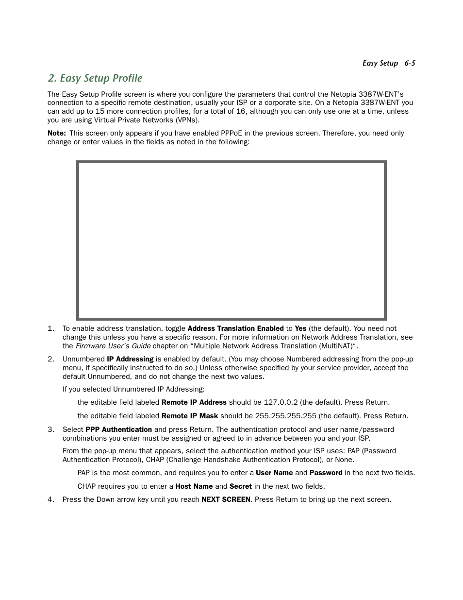 Easy setup profile, Easy setup profile -5 | Netopia 3387W-ENT User Manual | Page 29 / 44