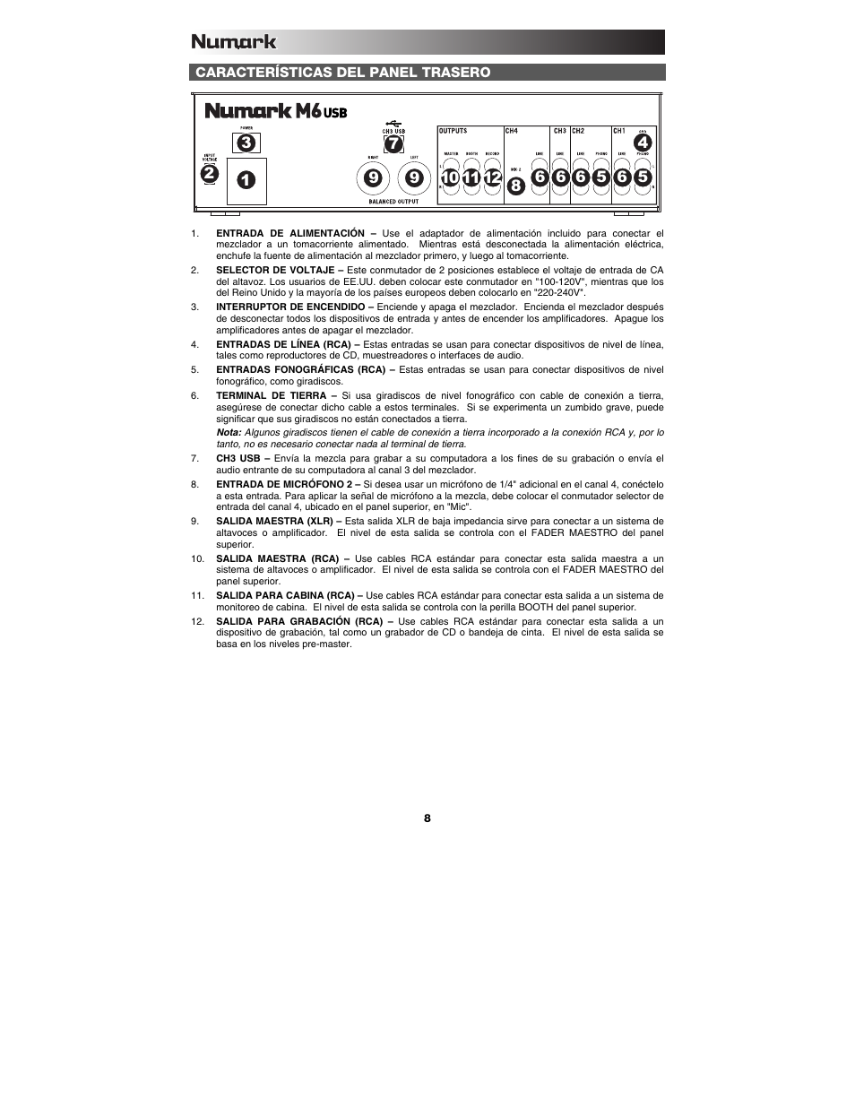 Numark Industries M6 User Manual | Page 8 / 24
