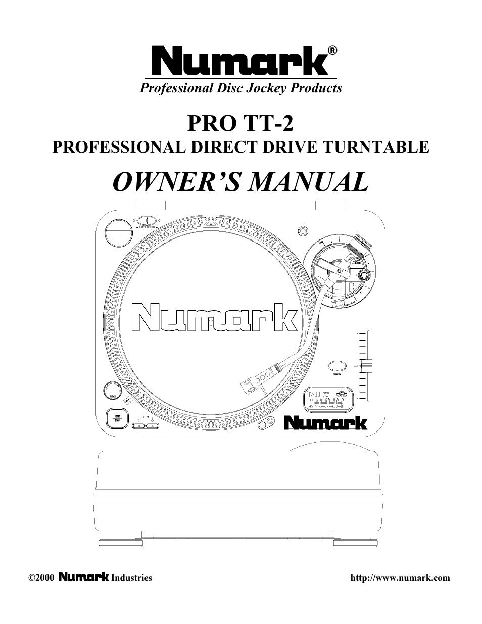 Numark Industries PRO TT-2 User Manual | 12 pages