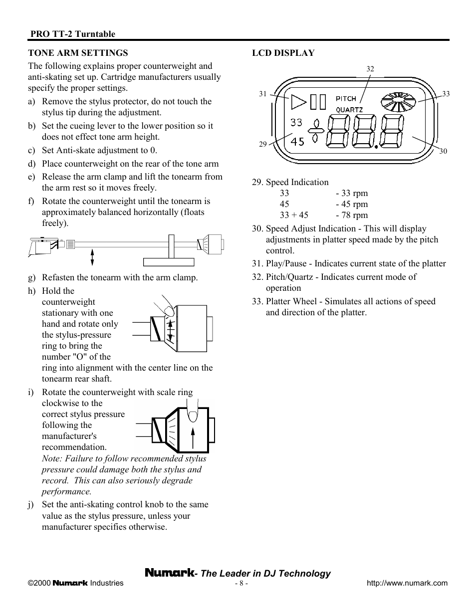 Numark Industries PRO TT-2 User Manual | Page 8 / 12