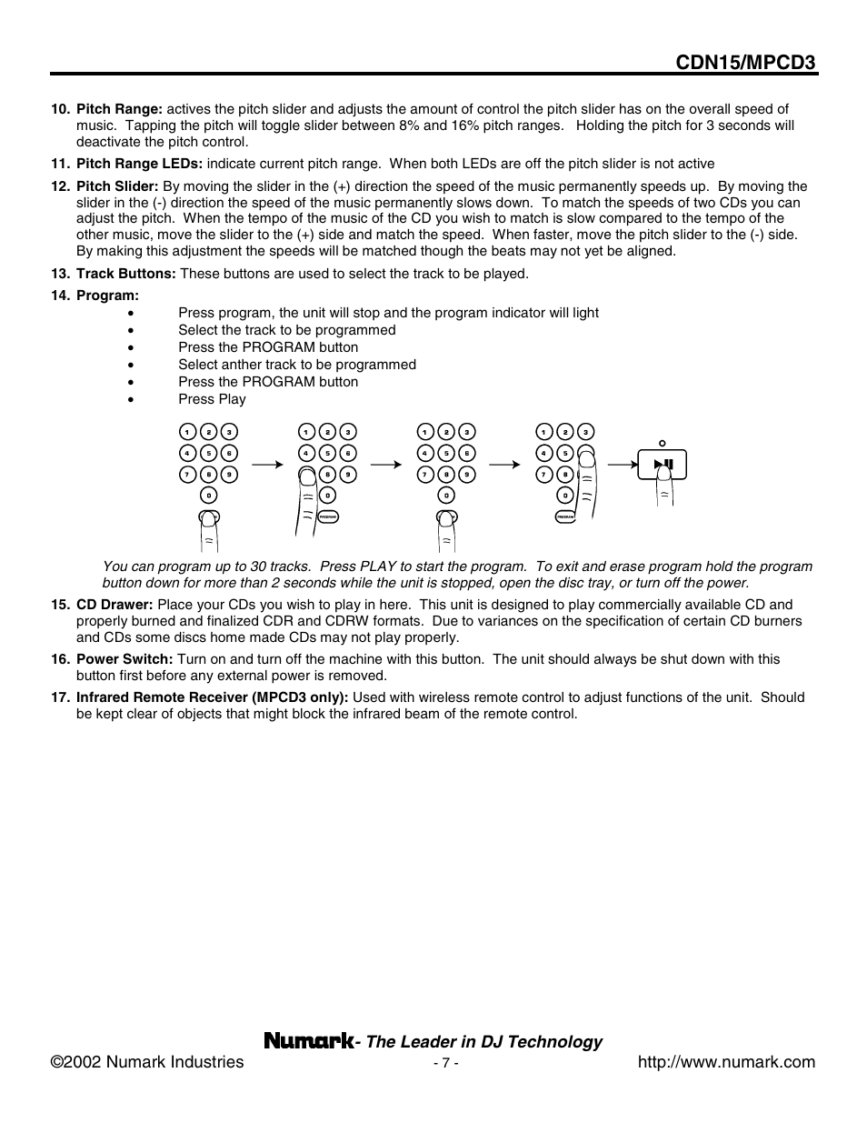 Cdn15/mpcd3 | Numark Industries MPCD3 User Manual | Page 7 / 16