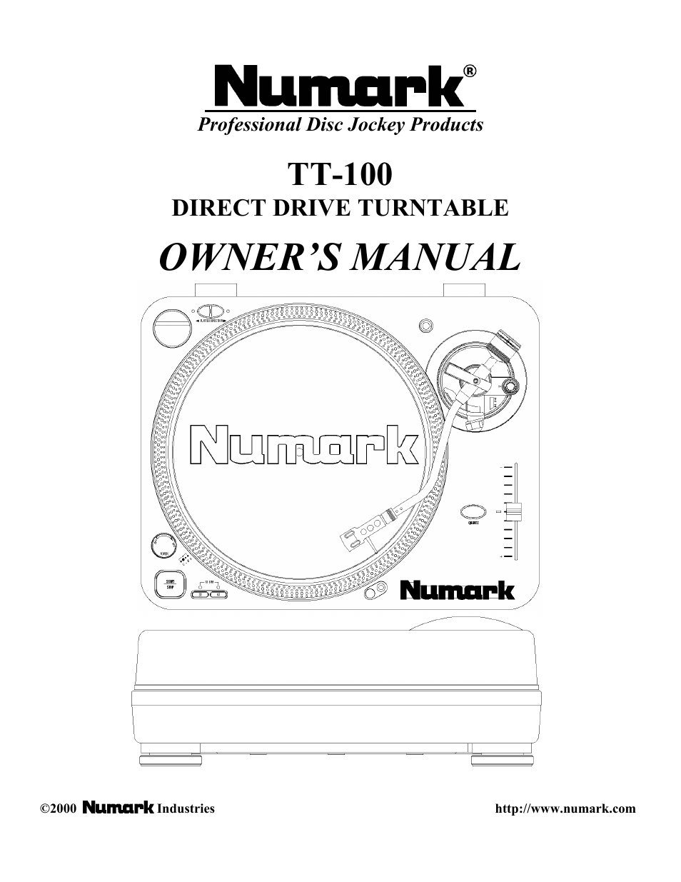 Numark Industries TT-100 User Manual | 12 pages