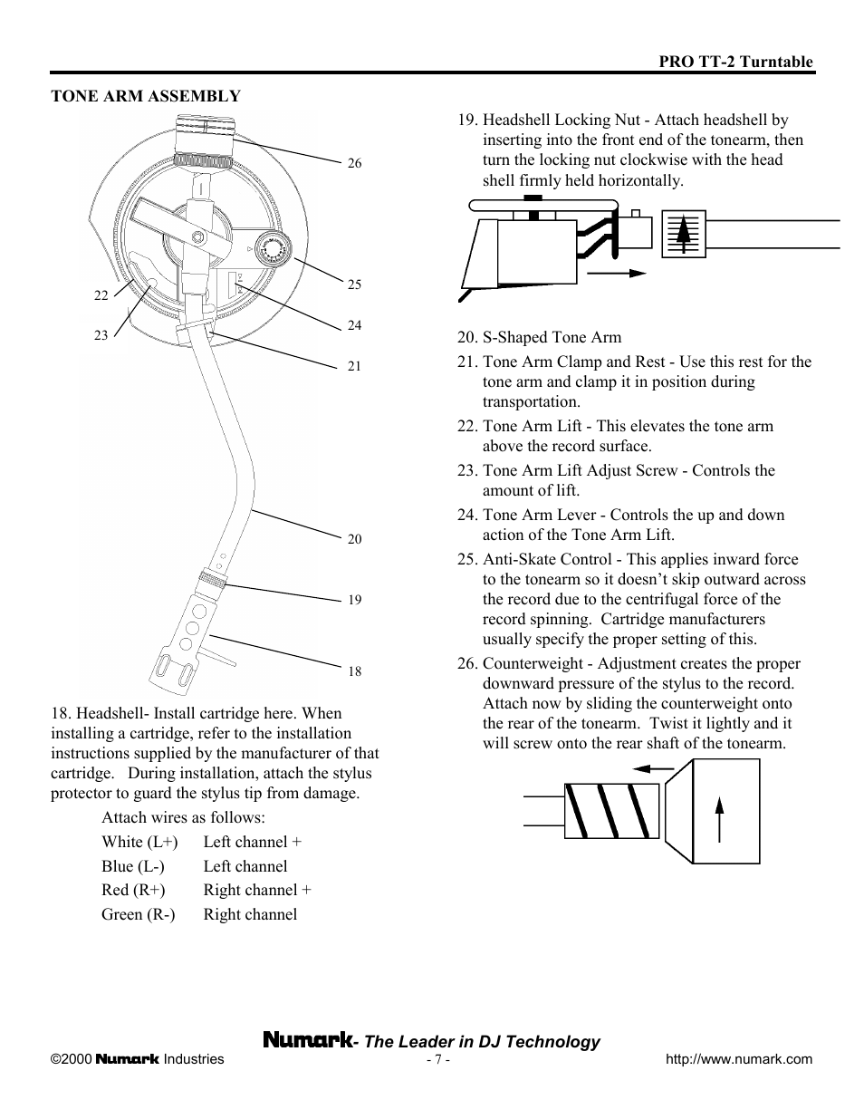 Numark Industries TT-100 User Manual | Page 7 / 12