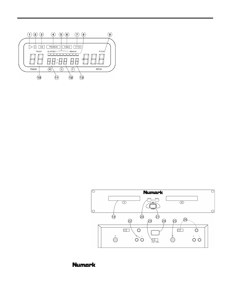 Lcd display features, Transport features | Numark Industries CDN-22S User Manual | Page 9 / 16