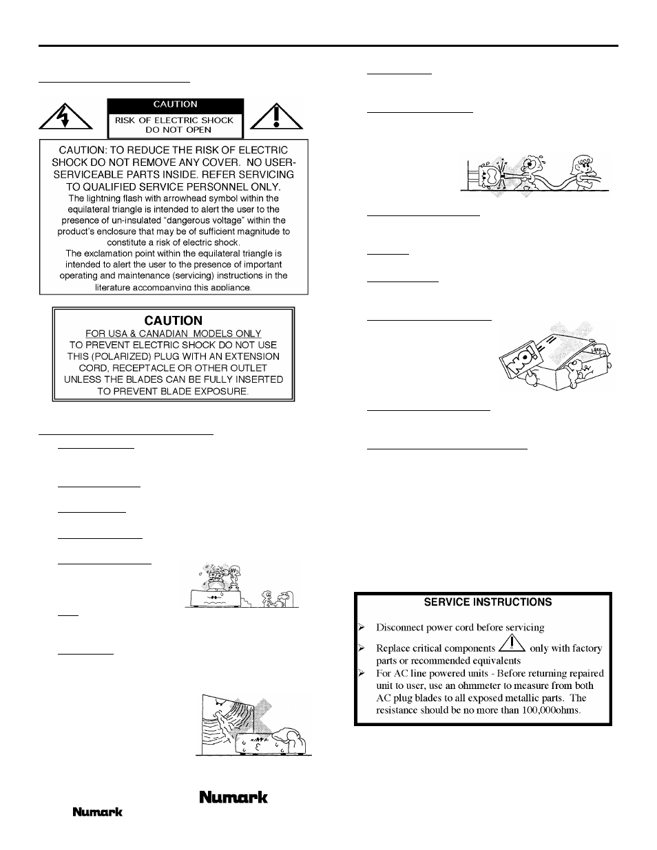 Safety information, Safety instructions | Numark Industries DM3001X User Manual | Page 2 / 12