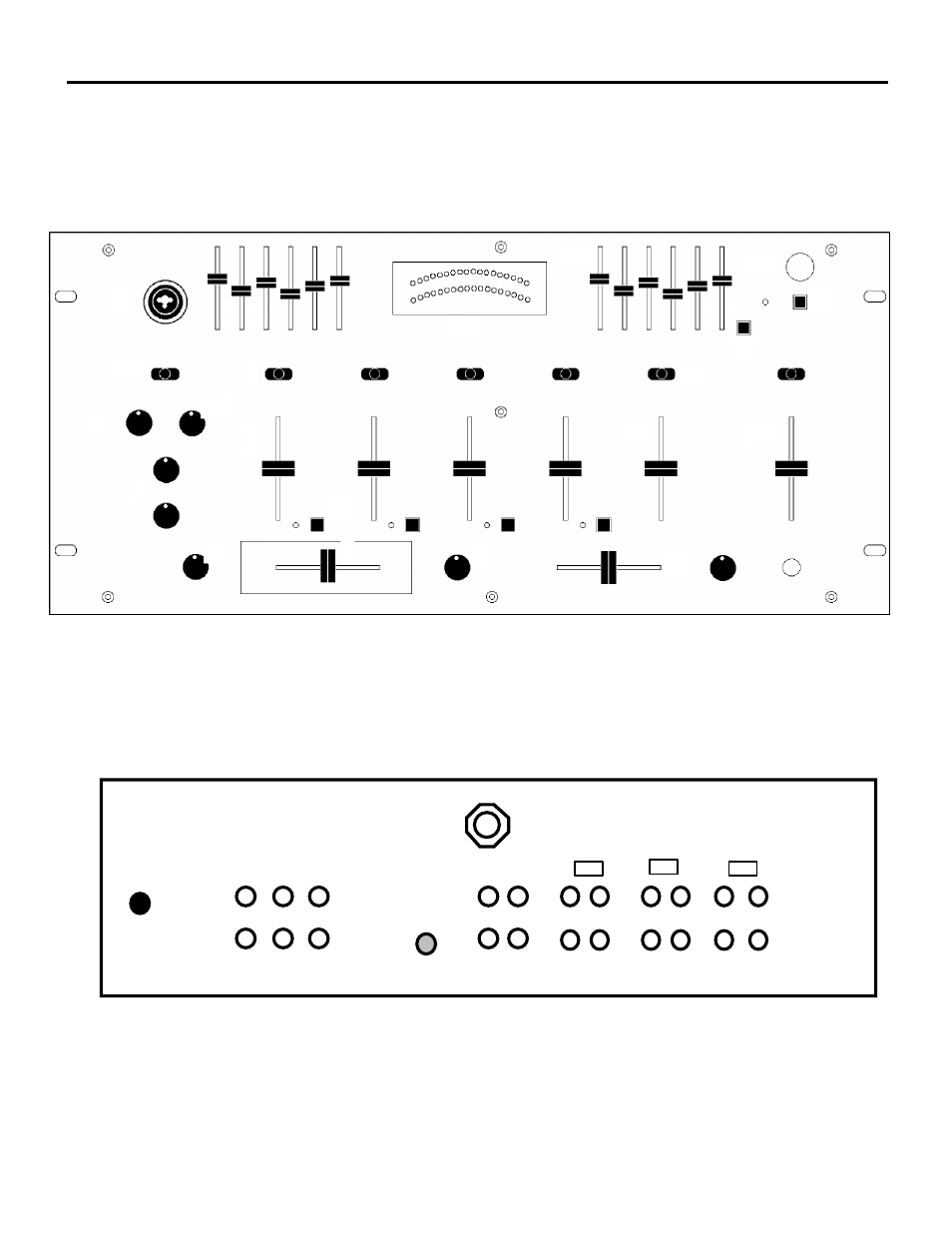 Dm1190 front panel diagram, Dm1190 rear panel diagram | Numark Industries DM1190 User Manual | Page 7 / 16