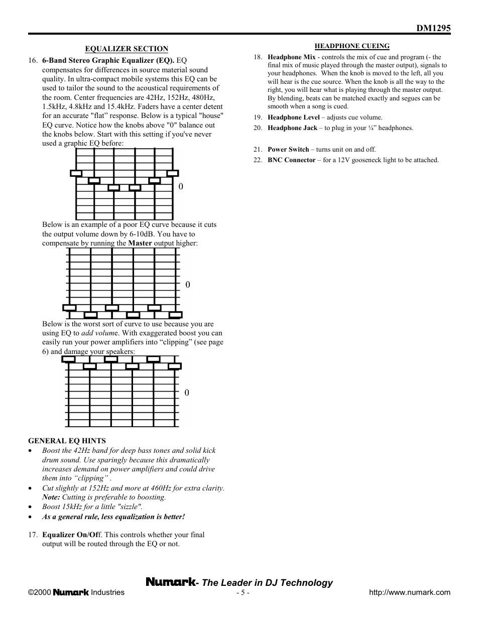 Numark Industries DM1295 User Manual | Page 5 / 12