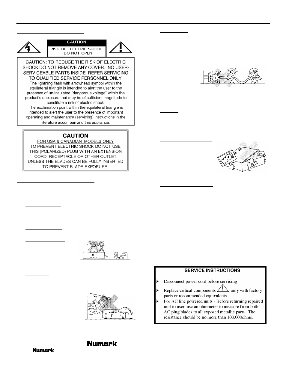 Safety information, Safety instructions | Numark Industries CM-100 User Manual | Page 2 / 12