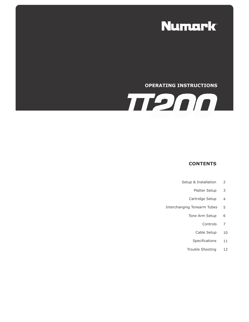 Numark Industries TT200 User Manual | 13 pages