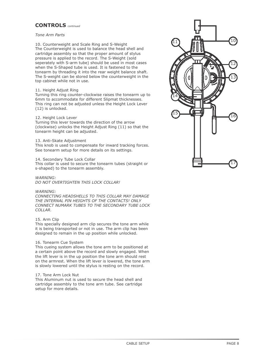 Controls | Numark Industries TT200 User Manual | Page 8 / 13