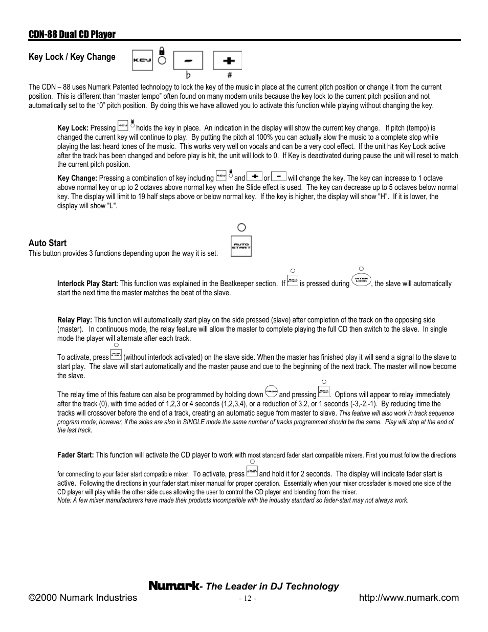 Numark Industries CDN-88 User Manual | Page 12 / 16