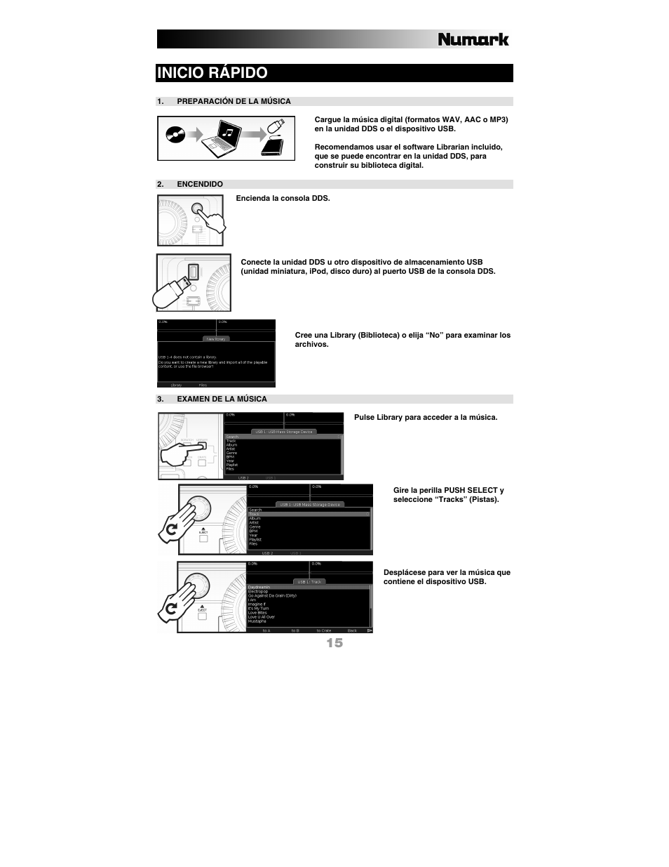 Inicio rápido | Numark Industries DDS80 User Manual | Page 15 / 40