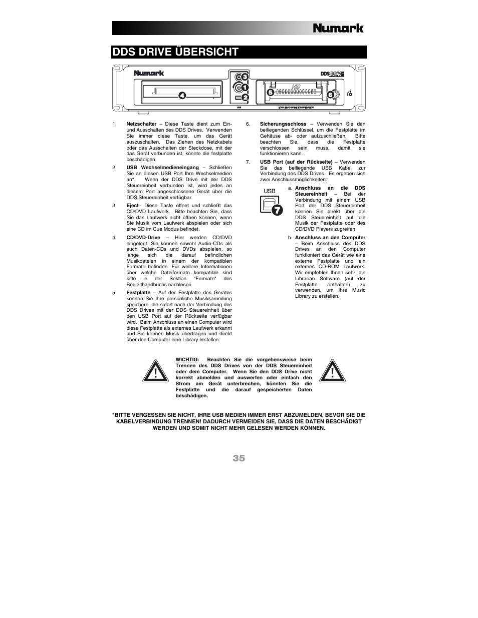 Dds drive übersicht | Numark Industries DDS80 User Manual | Page 35 / 40