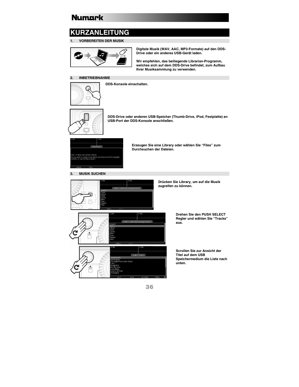 Kurzanleitung | Numark Industries DDS80 User Manual | Page 36 / 40