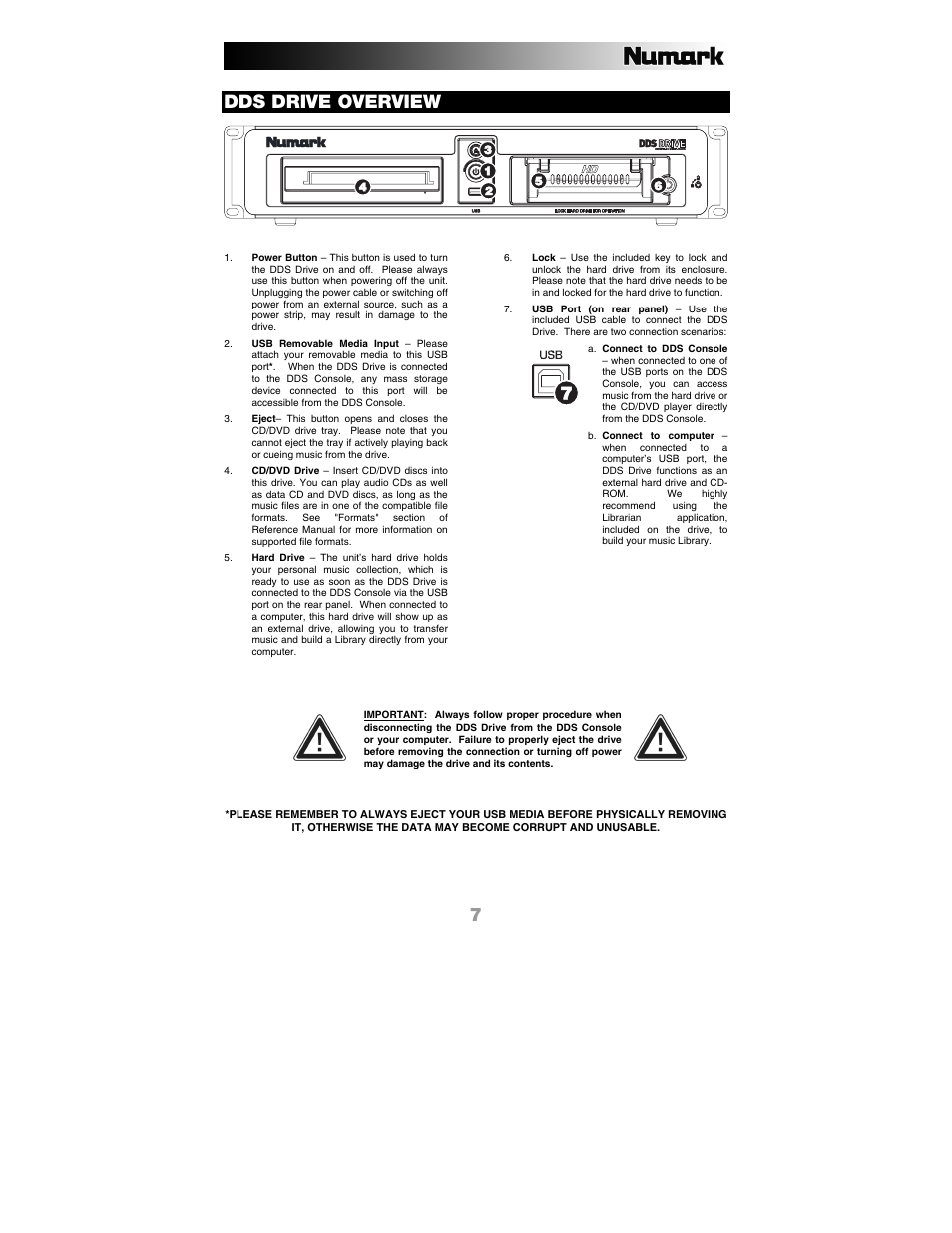 Dds drive overview | Numark Industries DDS80 User Manual | Page 7 / 40