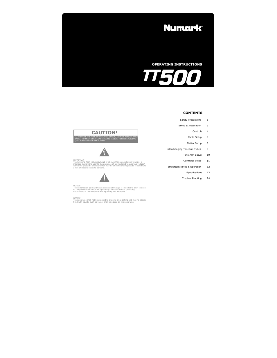 Numark Industries TT500 User Manual | 16 pages