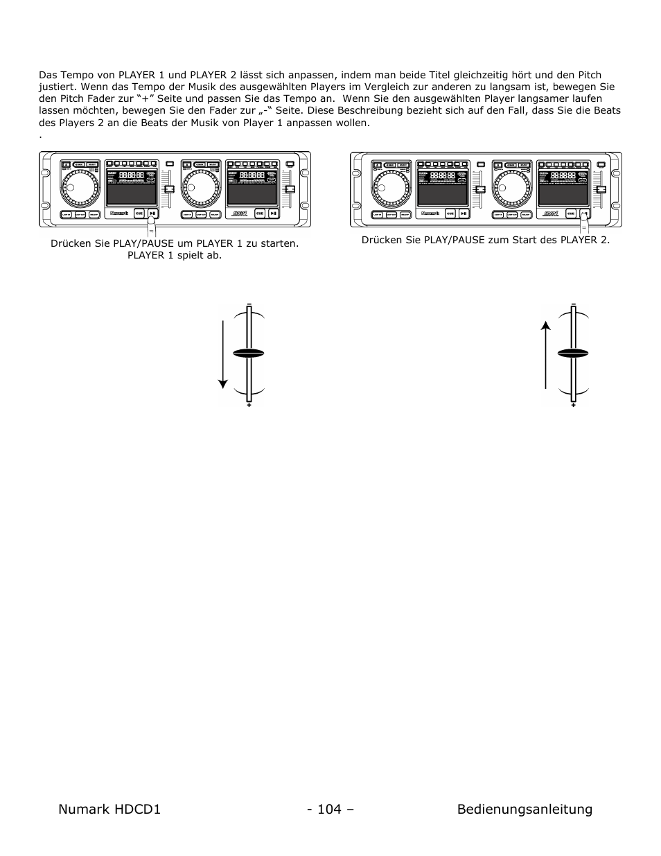 Anpassung der beats per minute (bpm) | Numark Industries HDCD1 User Manual | Page 104 / 132