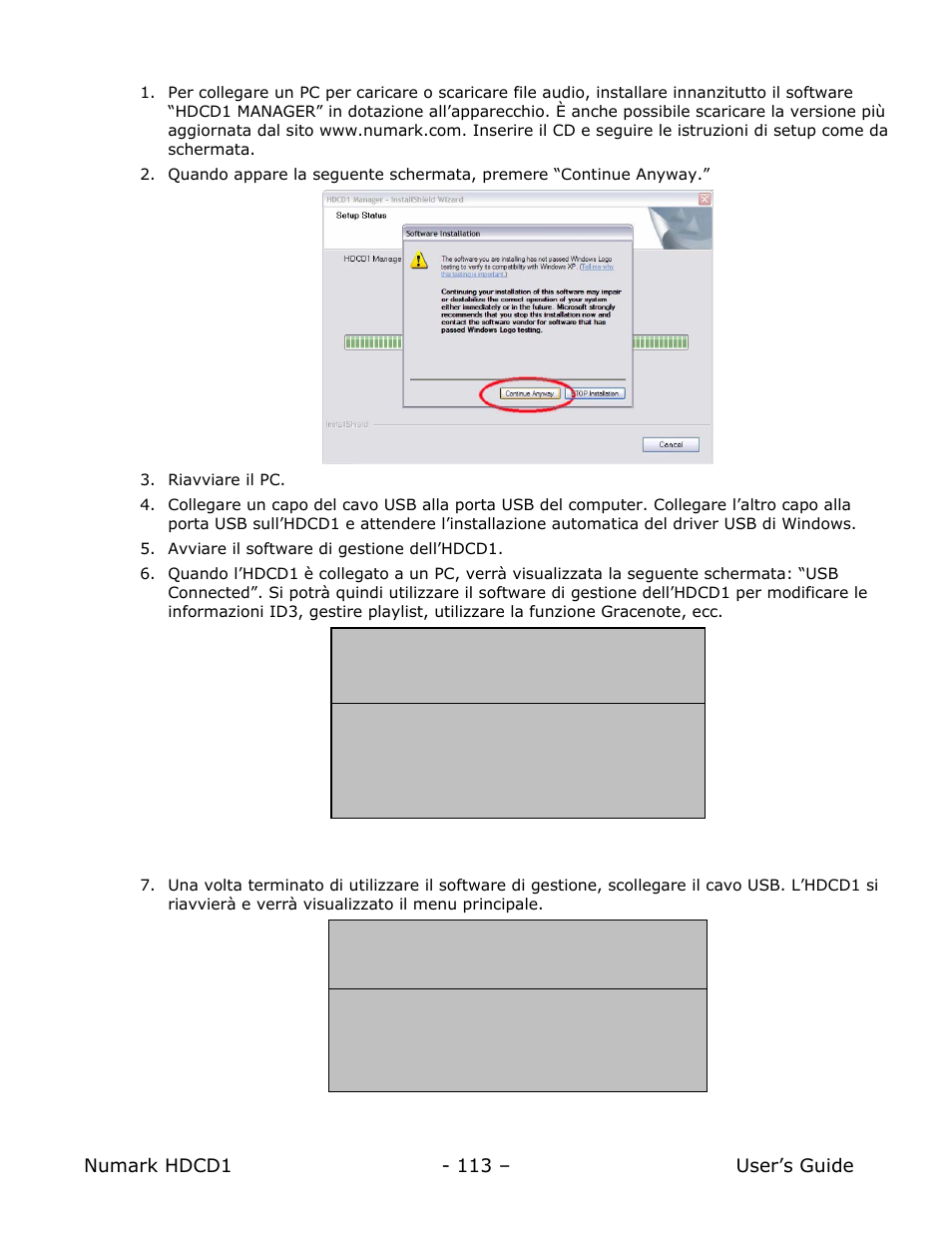 Collegamento al computer | Numark Industries HDCD1 User Manual | Page 113 / 132