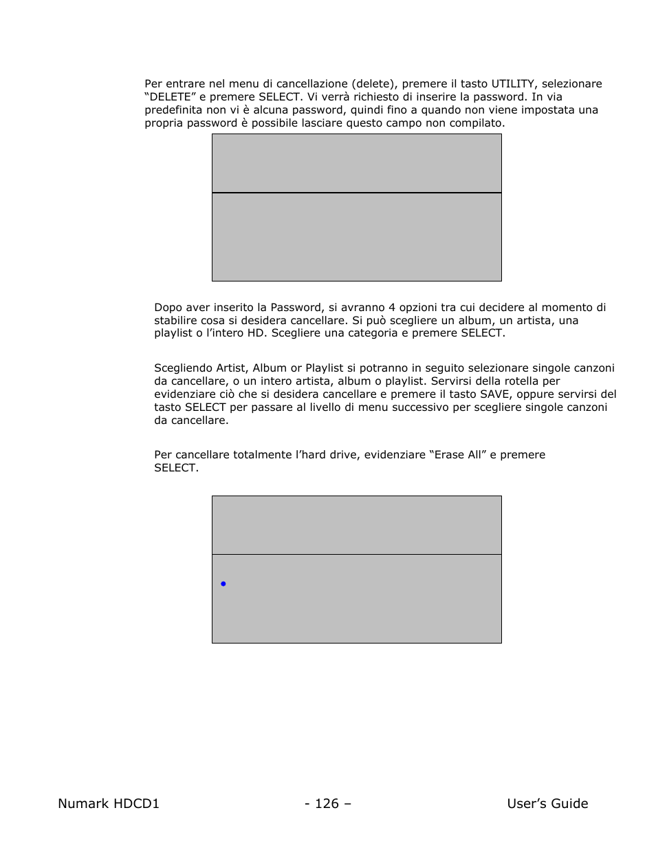 Cancellare una canzone | Numark Industries HDCD1 User Manual | Page 126 / 132