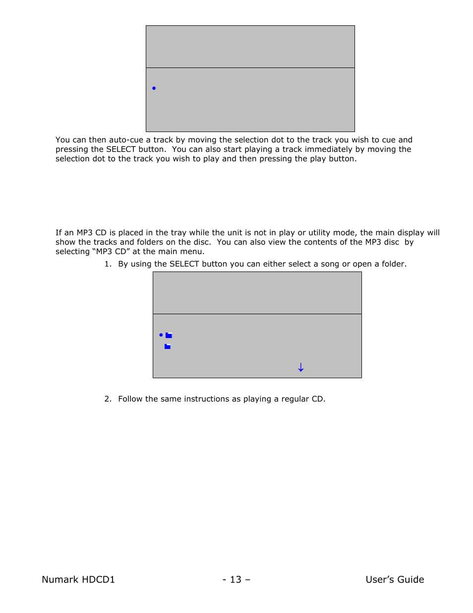 Playing files from an mp3 cd | Numark Industries HDCD1 User Manual | Page 13 / 132