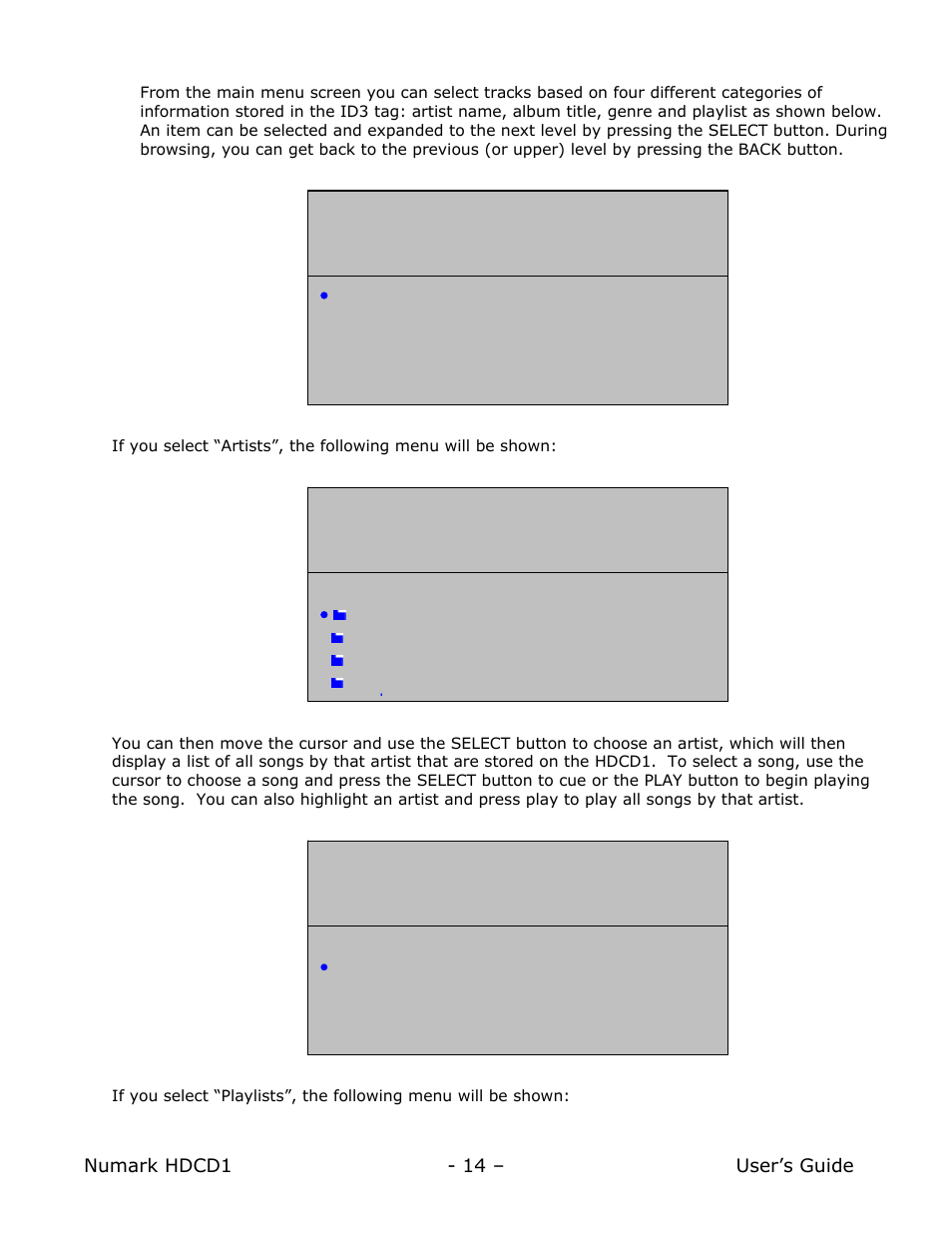 Playing from hd | Numark Industries HDCD1 User Manual | Page 14 / 132