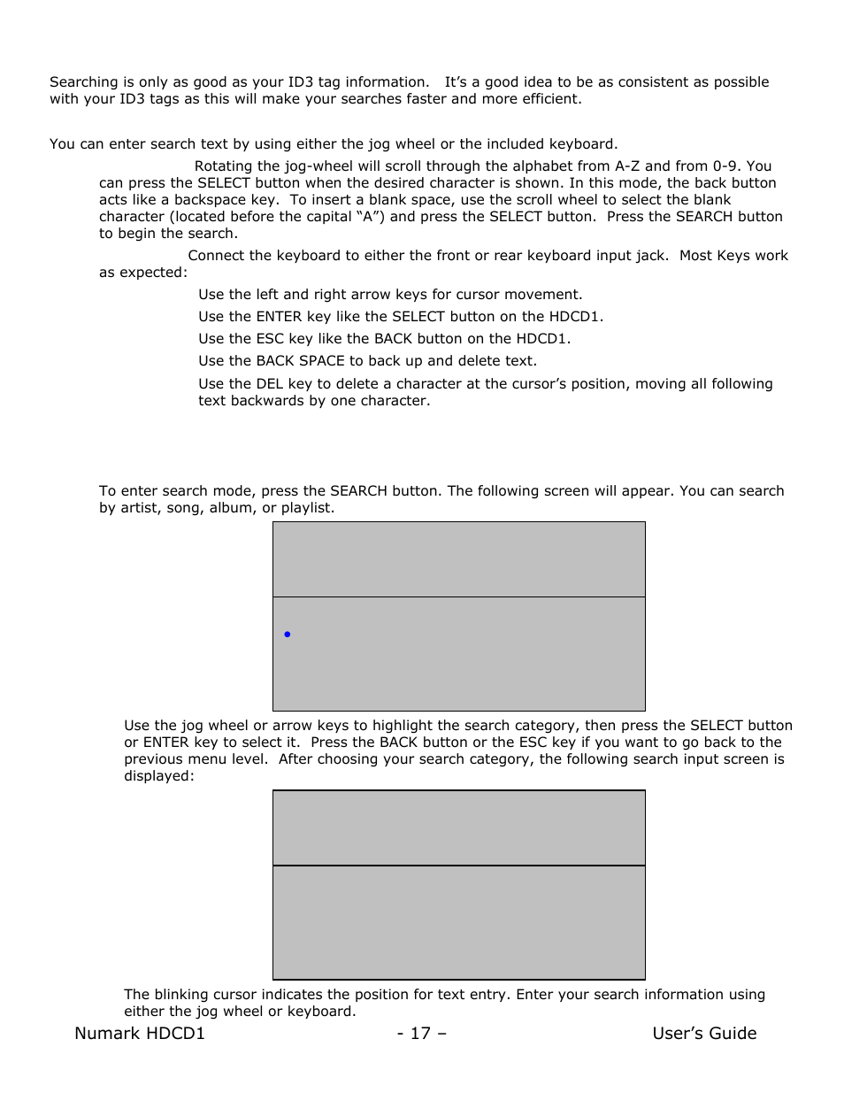 Searching for songs | Numark Industries HDCD1 User Manual | Page 17 / 132