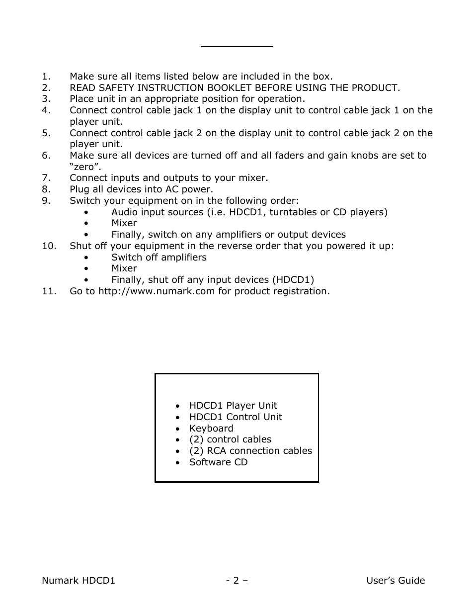 Numark Industries HDCD1 User Manual | Page 2 / 132